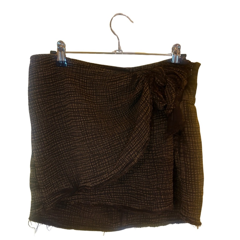 Free People Brown Mini Skirt with Bow